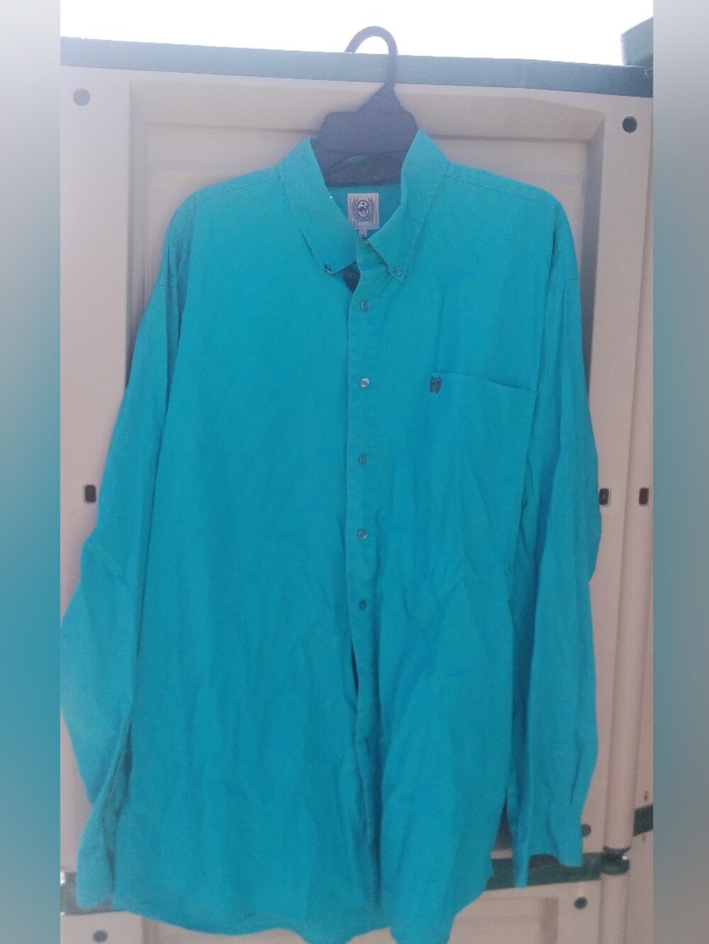 Cinch Western Rodeo Shirt Button Down Collar Top Mens XL Teal Blue Long Sleeve